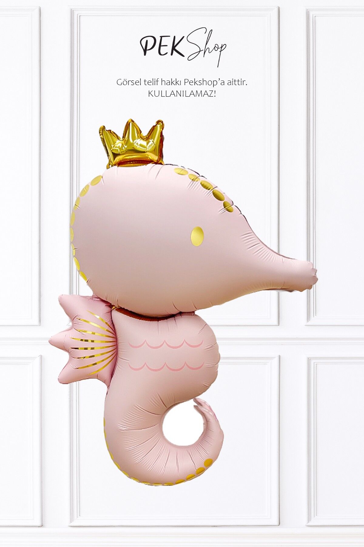 Retro Pembe Büyük Deniz Atı Folyo Balon