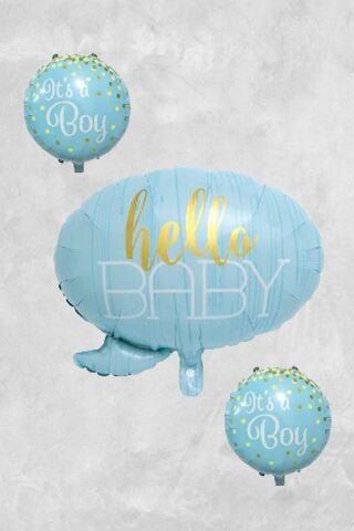 Hello Baby It's a Boy Baby Shower Balon Seti Erkek Bebek MAVİ