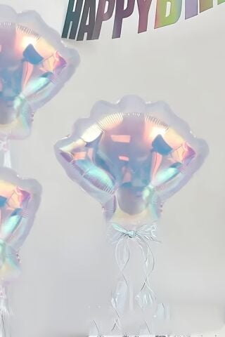 Hologram Midye Deniz Kabuğu Folyo Balon