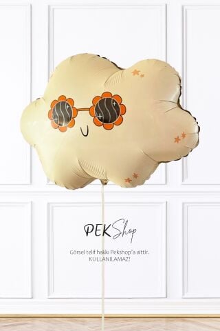 Retro Gözlüklü Bulut Folyo Balon Retro Bulut