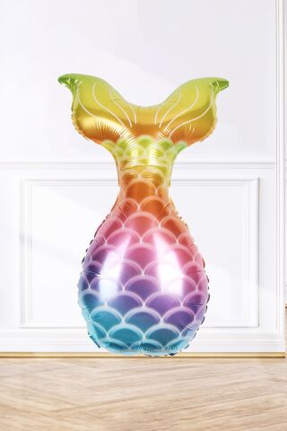 Deniz Kızı Kuyruk Folyo Balon Rengarenk Gökkuşağı Deniz Kızı Kuyruğu