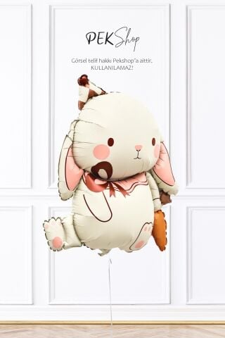 Havuçlu Krem Tavşan Folyo Balon