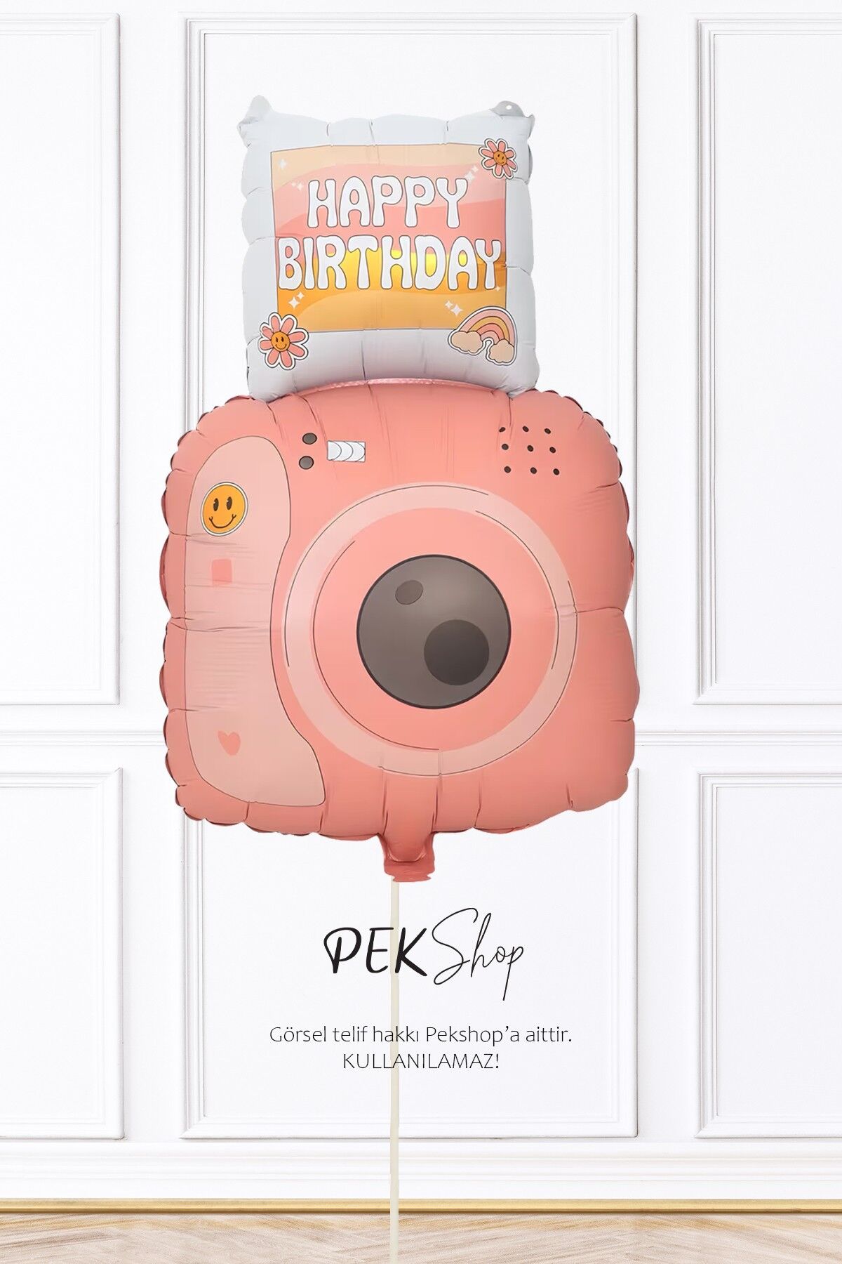 Pembe Polaroid Fotoğraf Makinesi Şeklinde Folyo Balon