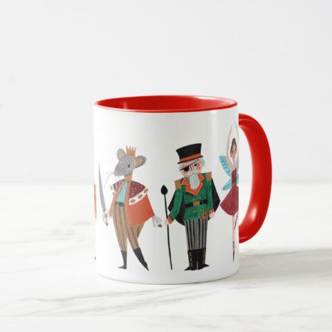 Fındıkkıran Masalı Tasarım İçi ve Kulbu Kırmızı Kupa Bardak Yılbaşı Hediyesi