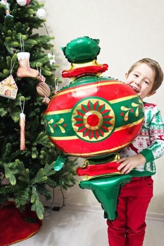 Yılbaşı Süsü Folyo Balon Yılbaşı Süsü Şeklinde Uzun Yılbaşı Folyo Balonu 102cm