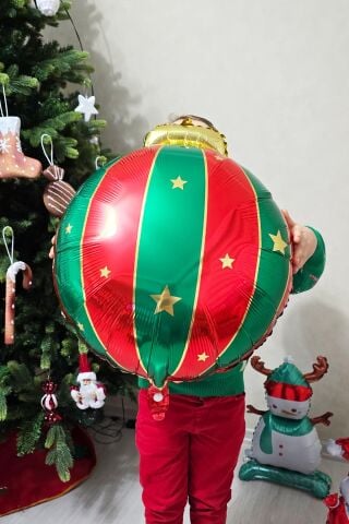 Yılbaşı Topu Folyo Balon Yılbaşı Süsü Yuvarlak Yılbaşı Balonu