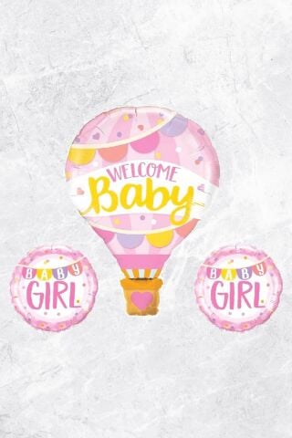 Kız Bebek Doğum Baby Shower Balonları Pembe Bebek Balon Seti Welcome Baby