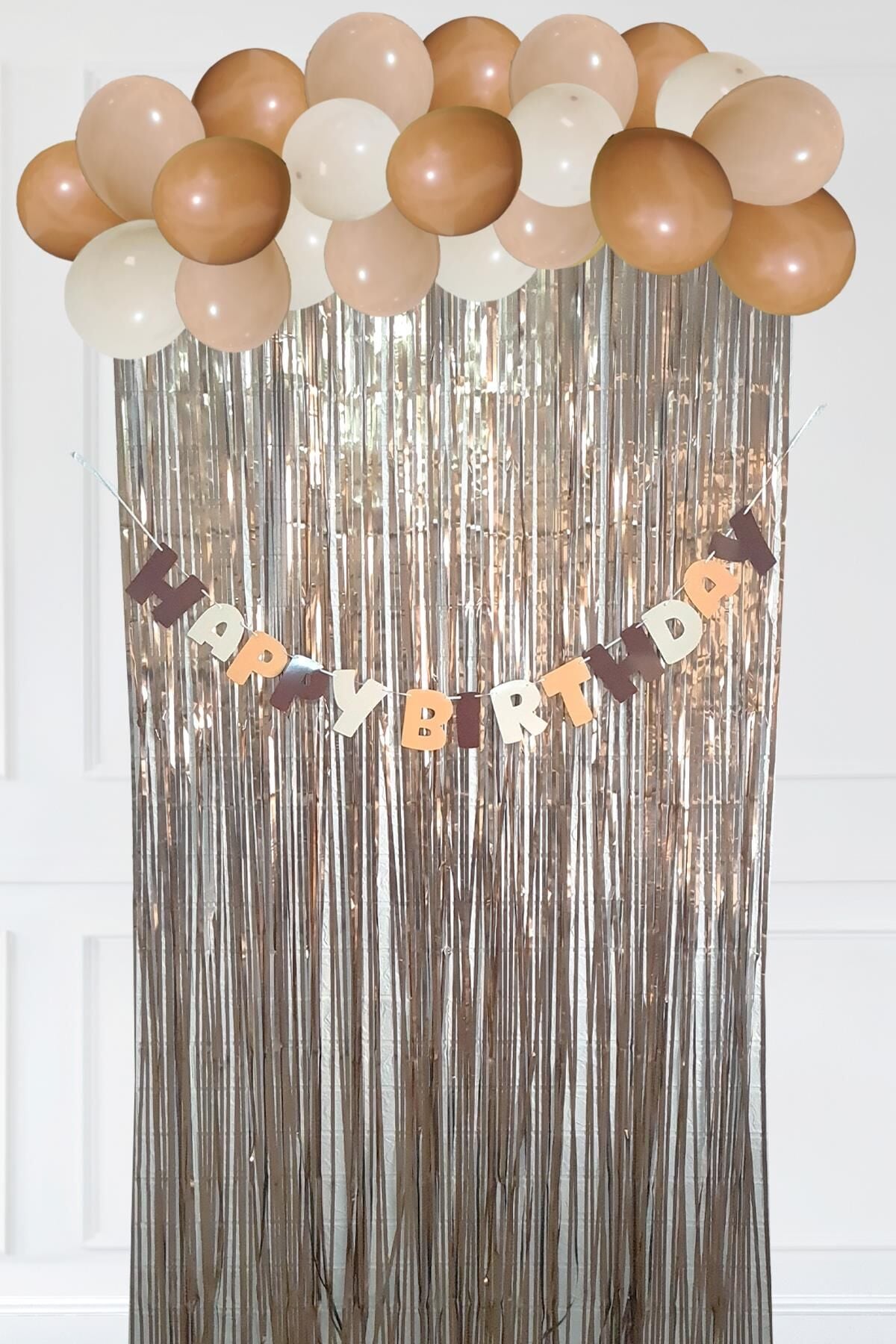 Retro Renkler Balon Zinciri Seti Fon Perdeli Bannerlı Doğum Günü Retro Renk Balon Zincir Paketi