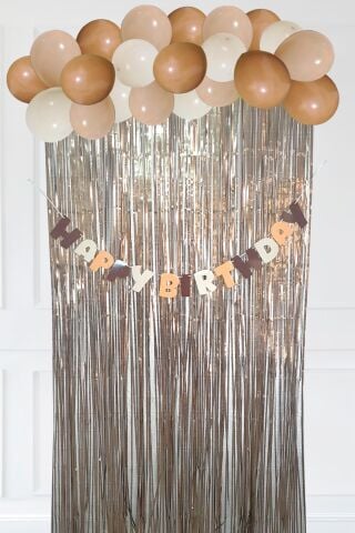 Retro Renkler Balon Zinciri Seti Fon Perdeli Bannerlı Doğum Günü Retro Renk Balon Zincir Paketi