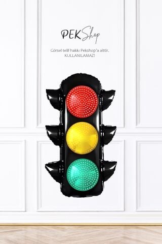 Trafik Lambası Folyo Balon İnşaat ,Araçlar, Yarış Konsept Doğum Günü