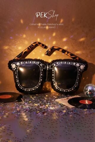 Siyah Gözlük Folyo Balon Güneş Gözlüğü Şekilli Folyo Balon