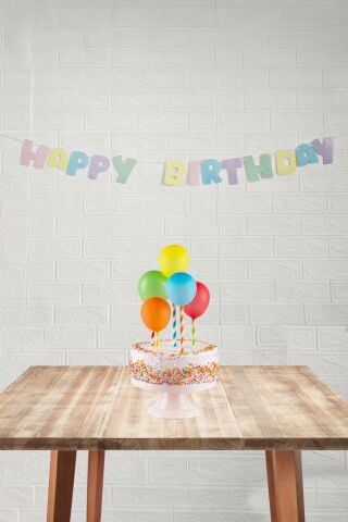 Makaron Renkler Happy Birthday Banner Büyük Harfler Doğum Günü Duvar Süsü
