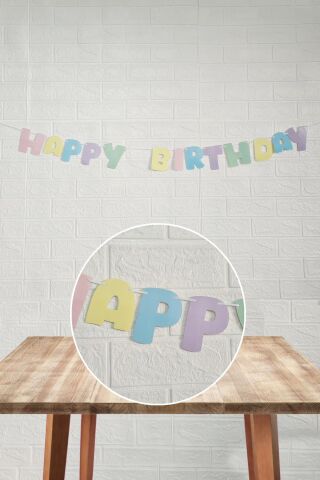 Makaron Renkler Happy Birthday Banner Büyük Harfler Doğum Günü Duvar Süsü