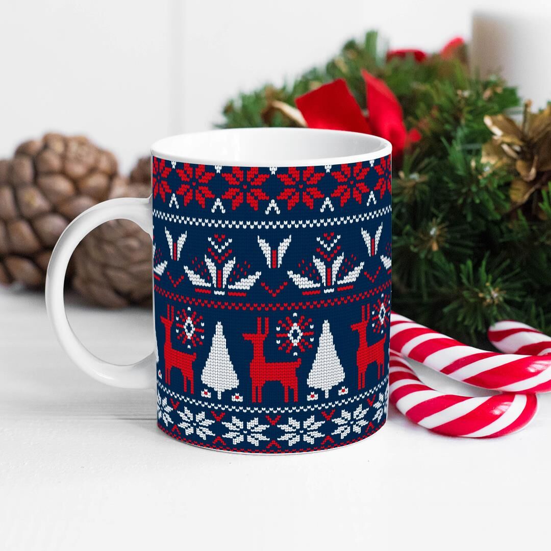 Knitwear Tasarım Baskılı Kupa Yılbaşı Hediyesi Kupa Bardak