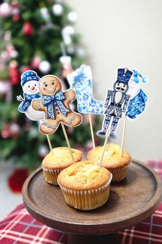 Bleu Blanch Yılbaşı Kürdan Süsleri Yılbaşı Sofrası Süsleri Bleu Blanch Konsept 10lu Paket