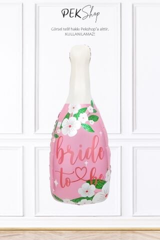 Çiçekli Pembe Bride To Be Yazılı Şişe Folyo Balon Bekarlığa Veda Balonu