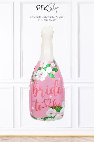 Çiçekli Pembe Bride To Be Yazılı Şişe Folyo Balon Bekarlığa Veda Balonu