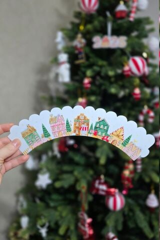 Yılbaşı Konsepti Yılbaşı Evleri Cupcake Sargısı 10'lu Paket Yılbaşı Sofra Süsleri