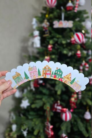 Yılbaşı Konsepti Yılbaşı Evleri Cupcake Sargısı 10'lu Paket Yılbaşı Sofra Süsleri