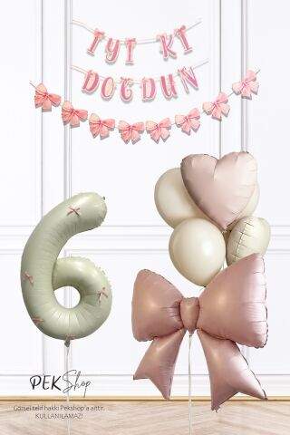 Pembe Fiyonk Lüks Doğum Günü Balon Seti 6