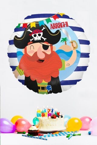 Korsan Temalı Balon Korsan Doğum Günü Folyo Balonu Yuvarlak