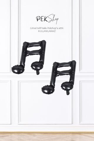 2li Siyah Nota Şekilli Folyo Balon