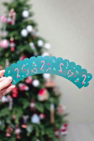 Yeşil Yılbaşı Desen Temalı Yılbaşı Cupcake Sargısı 10'lu Paket Yılbaşı Sofra Süsleri