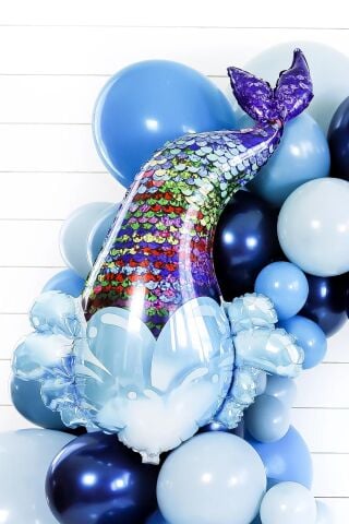 Deniz Kızı Kuyruğu Kalp Figürlü Büyük Folyo Balon