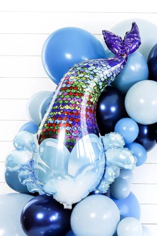 Deniz Kızı Kuyruğu Kalp Figürlü Büyük Folyo Balon