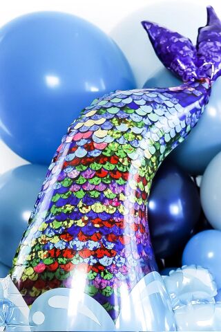 Deniz Kızı Kuyruğu Kalp Figürlü Büyük Folyo Balon