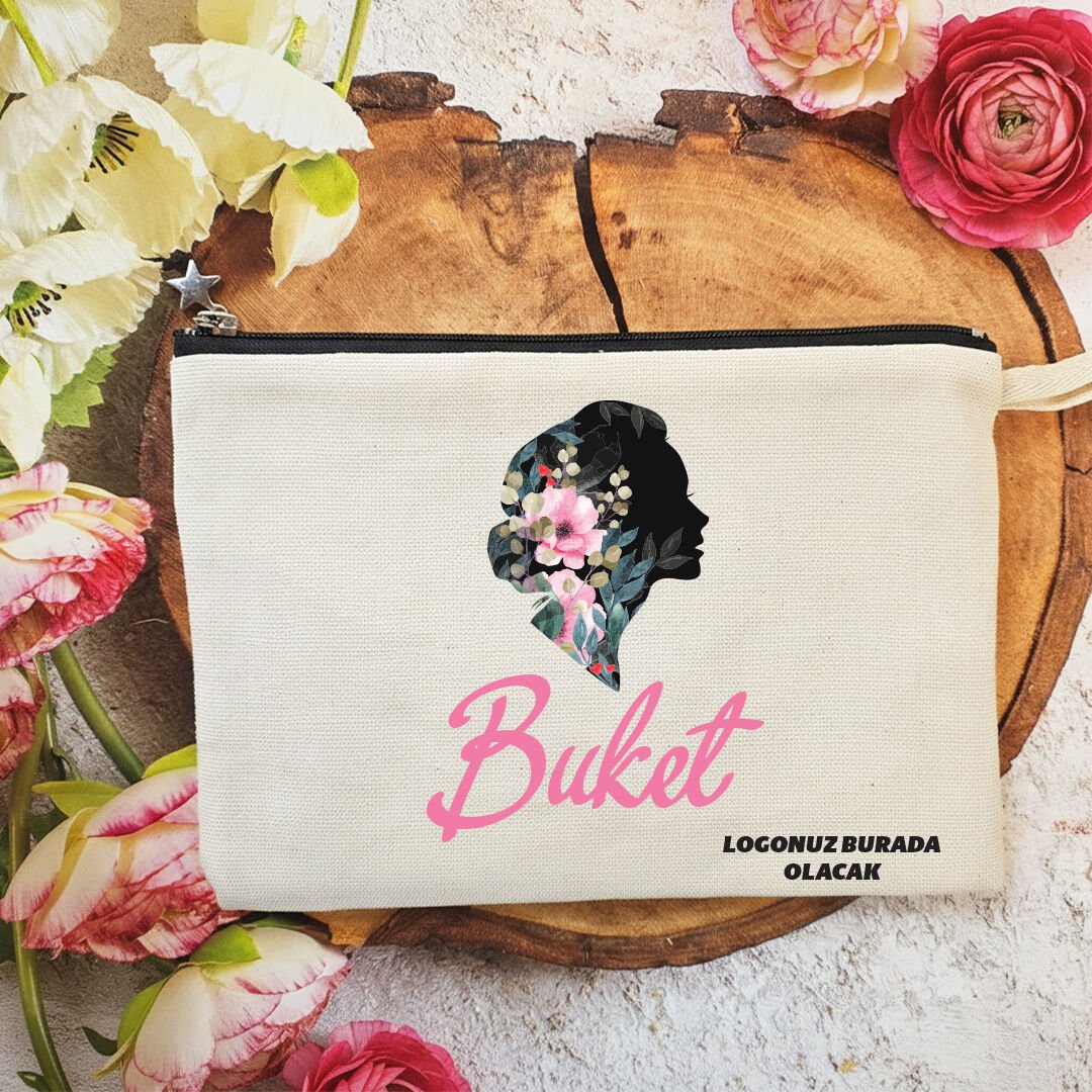 Tek Tek İsimli Astarlı Lüx Clutch Çanta Kadın Silüeti 8 Mart Kadınlar Günü Logo Baskılı
