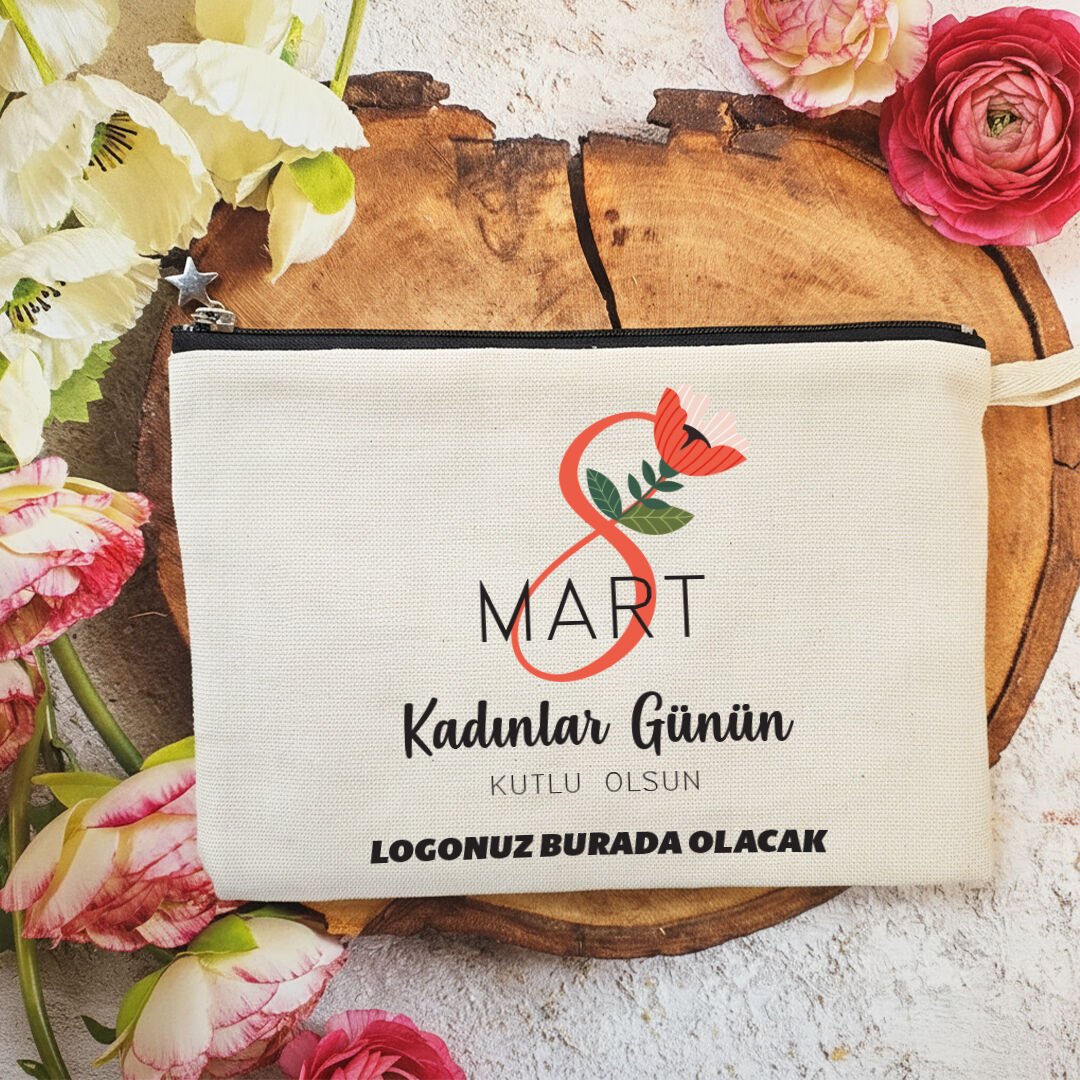 Astarlı Lüx Clutch Çanta 8 Mart Kadınlar Günü Logo Baskılı Kadınlar Figürlü