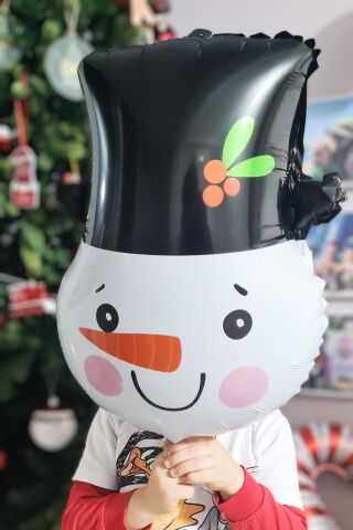 Kardan Adam Kafası Folyo Balon Yılbaşı Balonları Noel