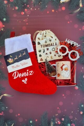 İsme Özel Yılbaşı Çoraplı Tombala Yılbaşı Gözlük Yılbaşı Hediye Kutusu