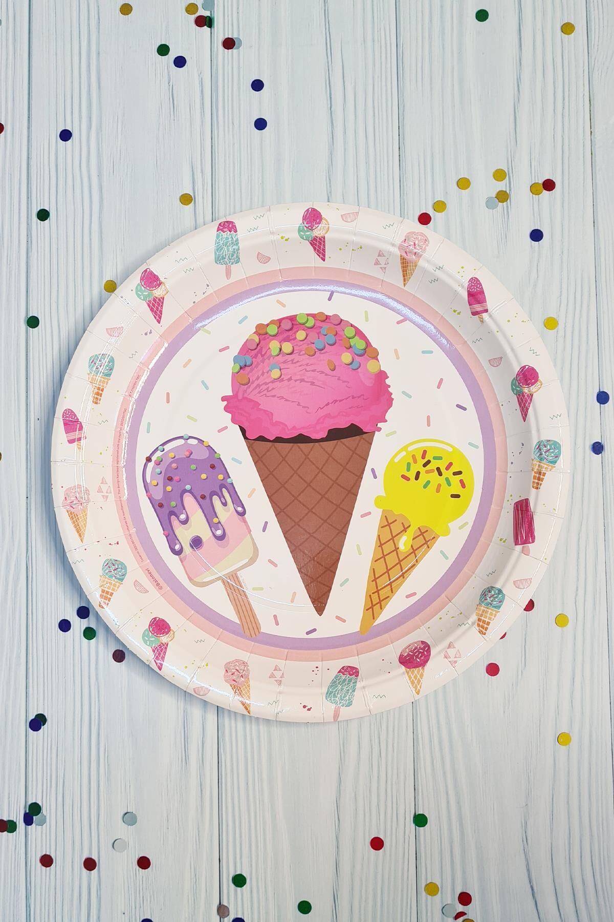 Dondurma Konsept Karton Tabak Yuvarlak 8 li Paket