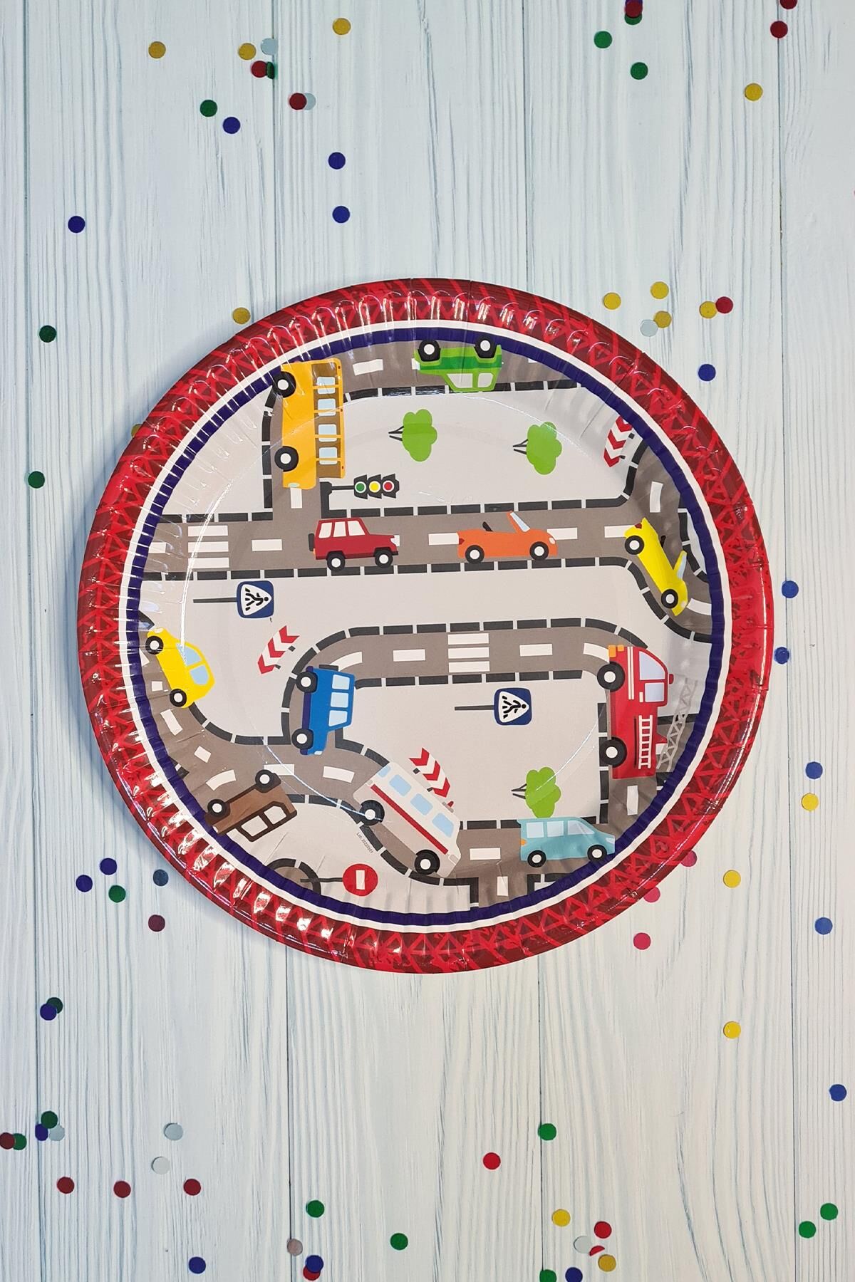 Araba Konsept Karton Tabak Trafik Yuvarlak 8 li Paket