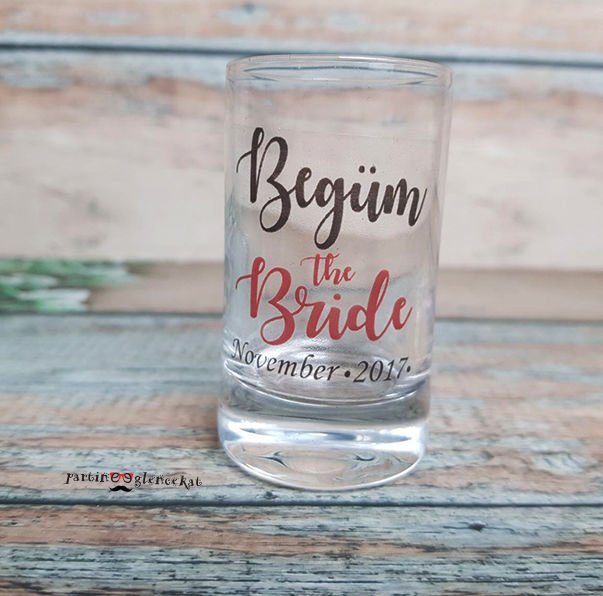Bride Baskılı Kişiye Özel Shot Bardağı