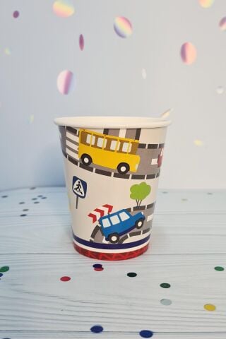 Araba Konsept Trafik Karton Bardak 8li