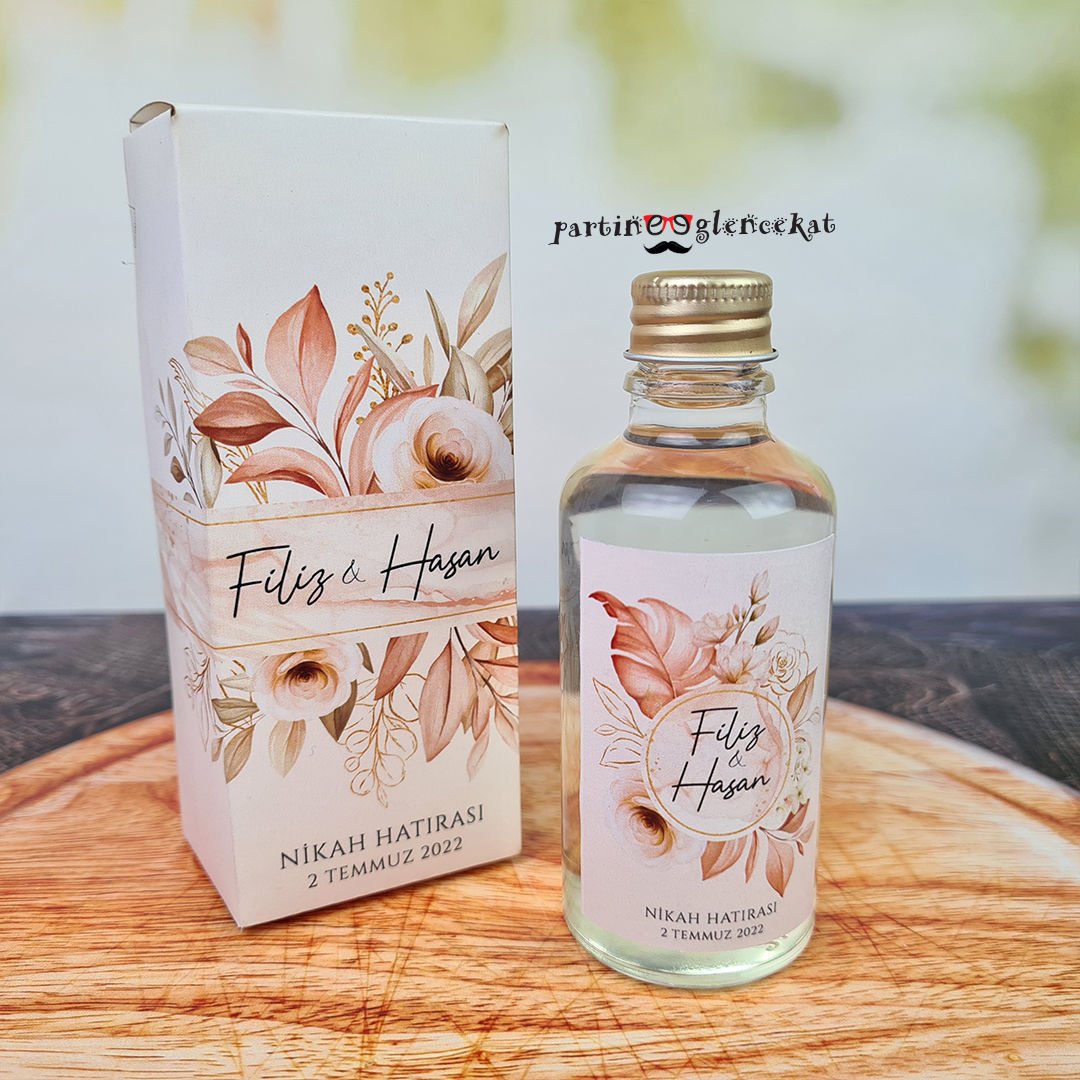 Rose Gold Yapraklı Konsept Kolonya Hediyelik Kutu ile Birlikte