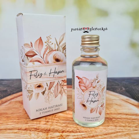 Rose Gold Yapraklı Konsept Kolonya Hediyelik Kutu ile Birlikte