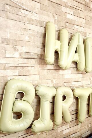 Retro Krem Happy Birthday Harf Balonlar Retro Doğum Günü Balon Seti