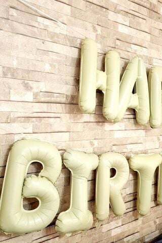 Retro Krem Happy Birthday Harf Balonlar Retro Doğum Günü Balon Seti