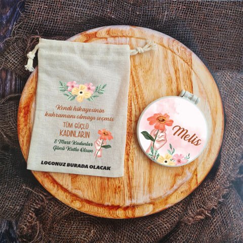 Tek Tek İsimli Turuncu Çiçekler 8 Mart Hediyelik Ayna