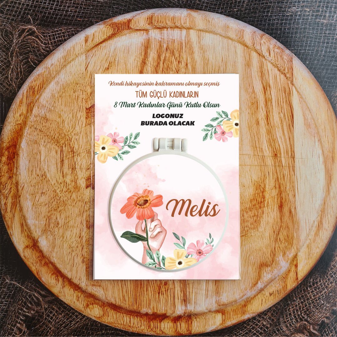 Tek Tek İsimli Turuncu Çiçekler 8 Mart Hediyelik Ayna