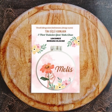 Tek Tek İsimli Turuncu Çiçekler 8 Mart Hediyelik Ayna