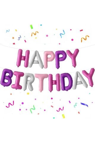 Pembe Mor Happy Birthday Harf Balonlar Doğum Günü Balon Seti