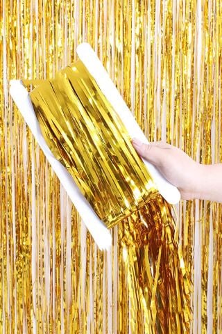 Metalize Fon Perde Kapı Perdesi Gold Arka Fon Süs