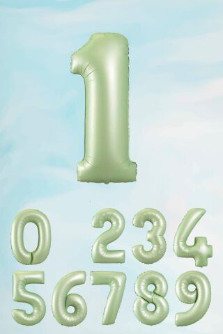 Retro Yeşil Rakam Balonlar 80 cm Retro Renk Yaş Balonları