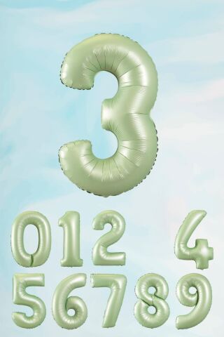 Retro Yeşil Rakam Balonlar 80 cm Retro Renk Yaş Balonları 0