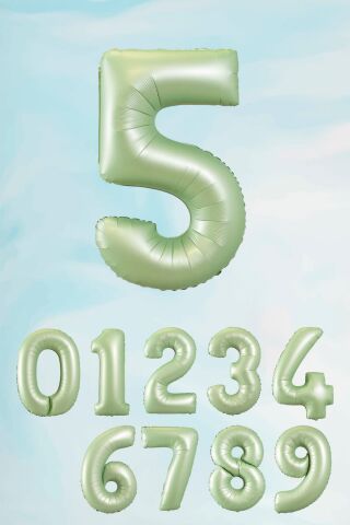 Retro Yeşil Rakam Balonlar 80 cm Retro Renk Yaş Balonları 0